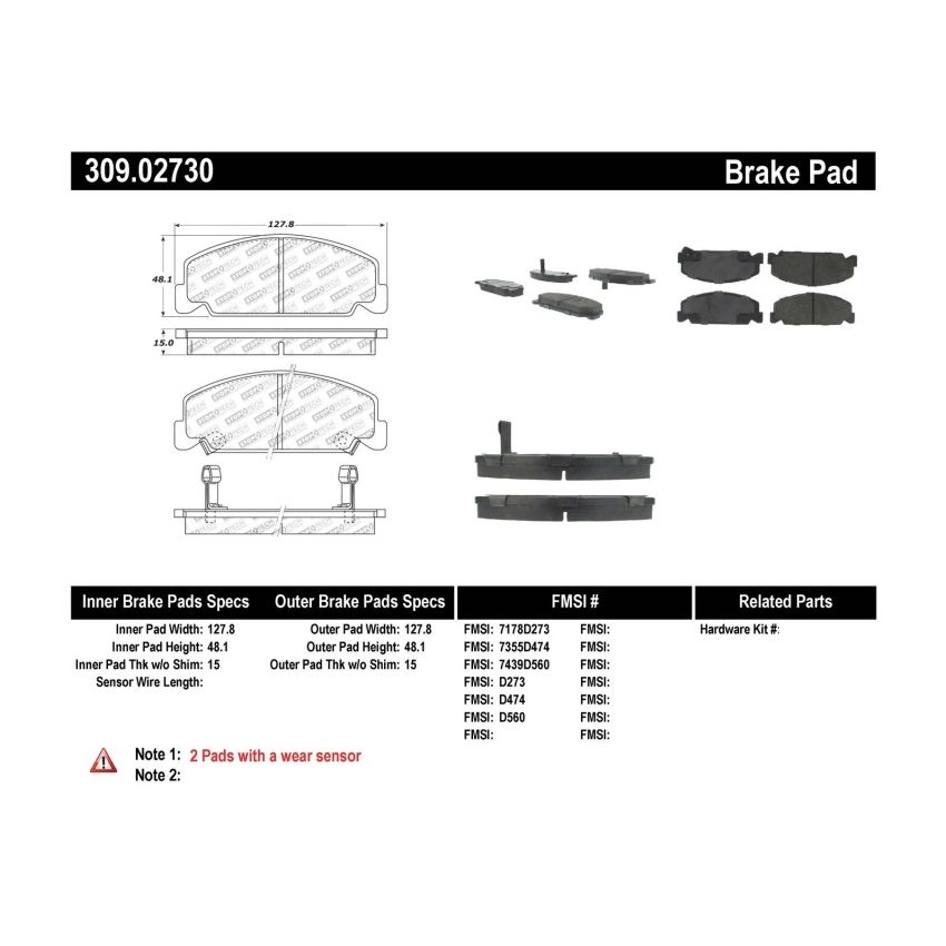 StopTech Performance 93-00 Honda Civic DX w/ Rr Drum Brakes Front Brake Pads