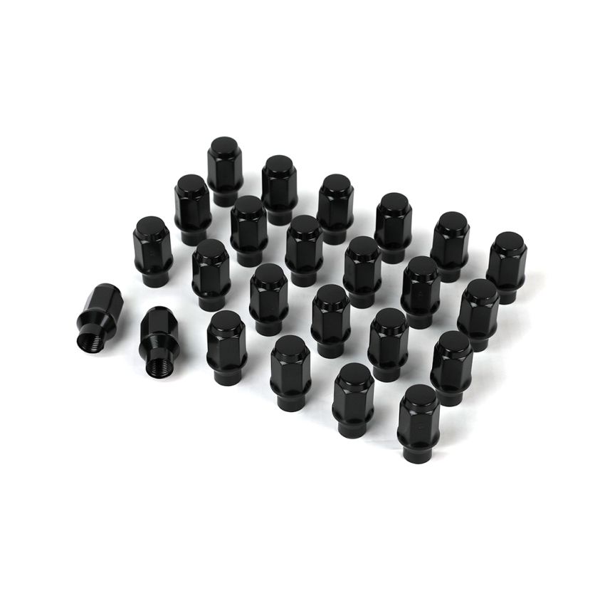 ICON 89141524B-ET Alloys Lug Nut Kit Black - 14x1.5 - 24 Lug Nuts w/ Custom Shank
