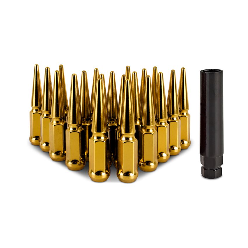 Mishimoto MMLG-SP1215-20GD Steel Spiked Lug Nuts M12x1.5 20pc Set - Gold