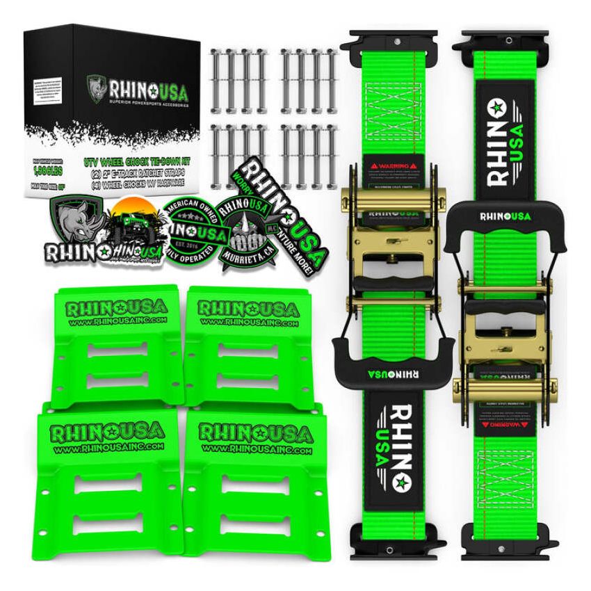 Rhino USA RNO-CHOCK-SET Utv Wheel Chock Tie-Down Kit (2-Wheel Kit) (Green)