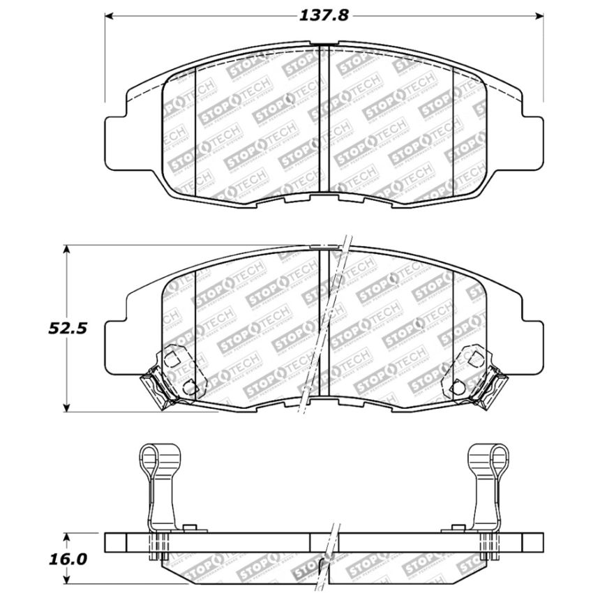 StopTech Performance 98-02 Honda Accord Coupe/Sedan 4cyl Rear Drum/Disc Front Brake Pads