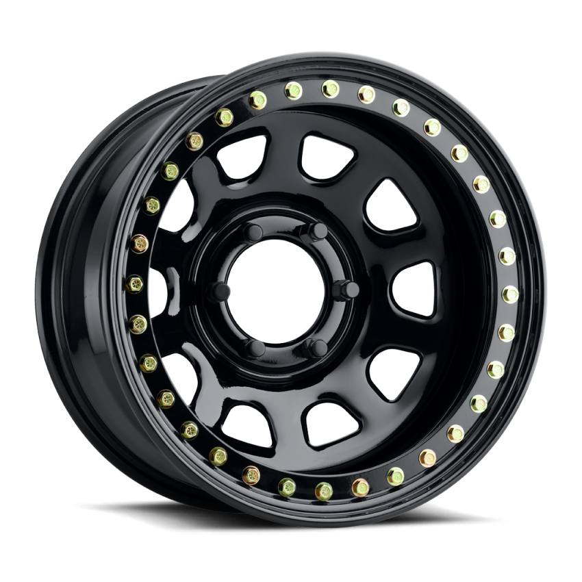 Raceline RT51 Daytona Rock 17x8in/6x139.7 BP/-25mm Offset/107.95mm Bore - Gloss Black Beadlock Wheel