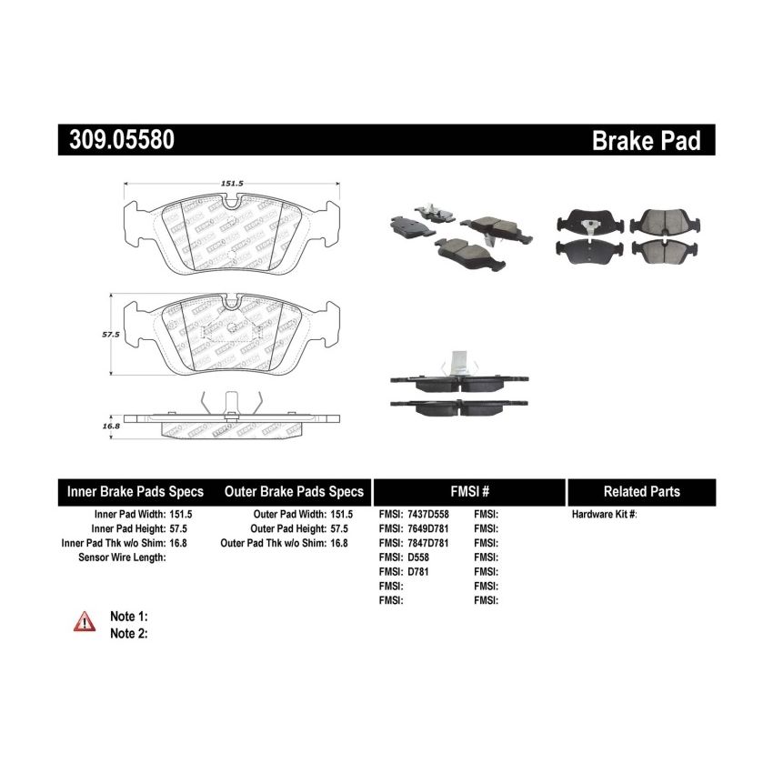 StopTech 96-02 BMW Z3 / 03-08 Z4 / 97-00 323 / 10/90-99 325/328 (E30/E36) Front Brake Pads