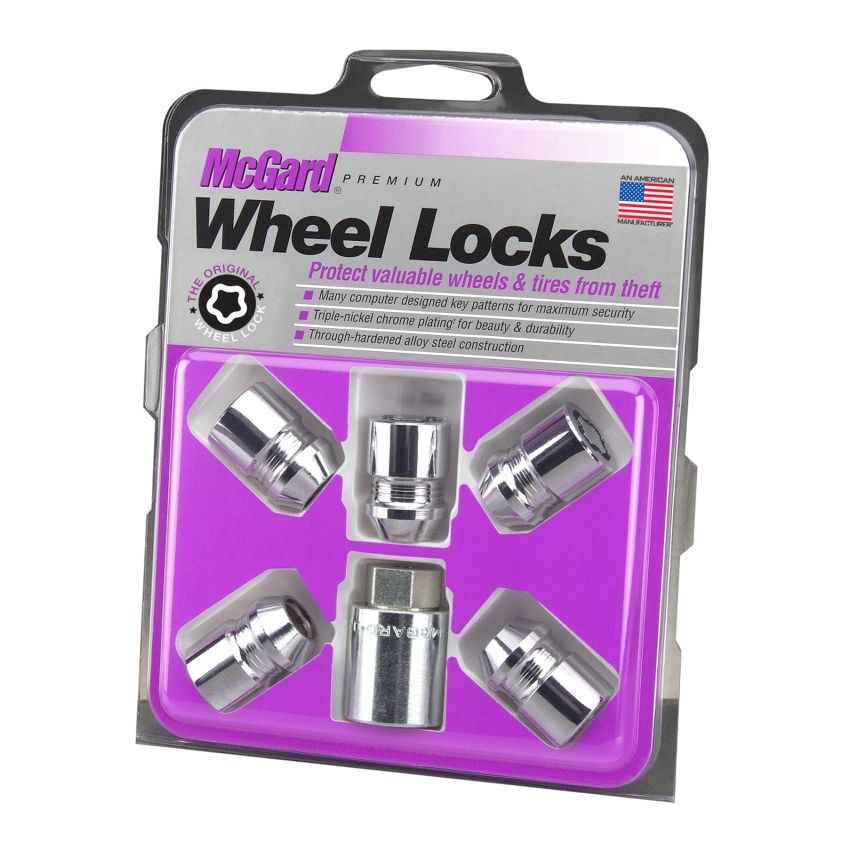 McGard Wheel Lock Nut Set - 5pk. (Cone Seat) M12X1.5 / 13/16 Hex / 1.28in. Length - Chrome