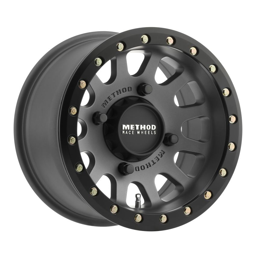 Method Wheels MR40157047843B Method MR401 UTV Beadlock 15x7 / 4+3/13mm Offset / 4x136 / 106mm CB Titanium Wheel- Matte Black Ring