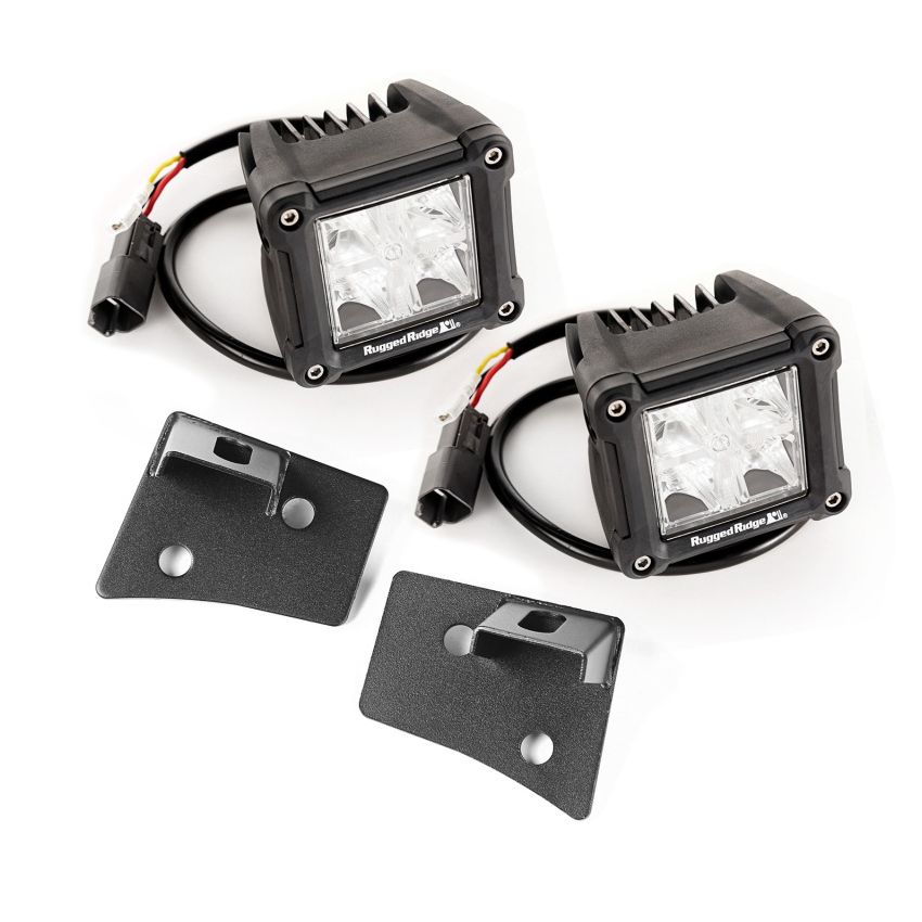 Rugged Ridge 07-18 Jeep Wrangler JK Dual Cube Windshield LED Kit w/ Brackets