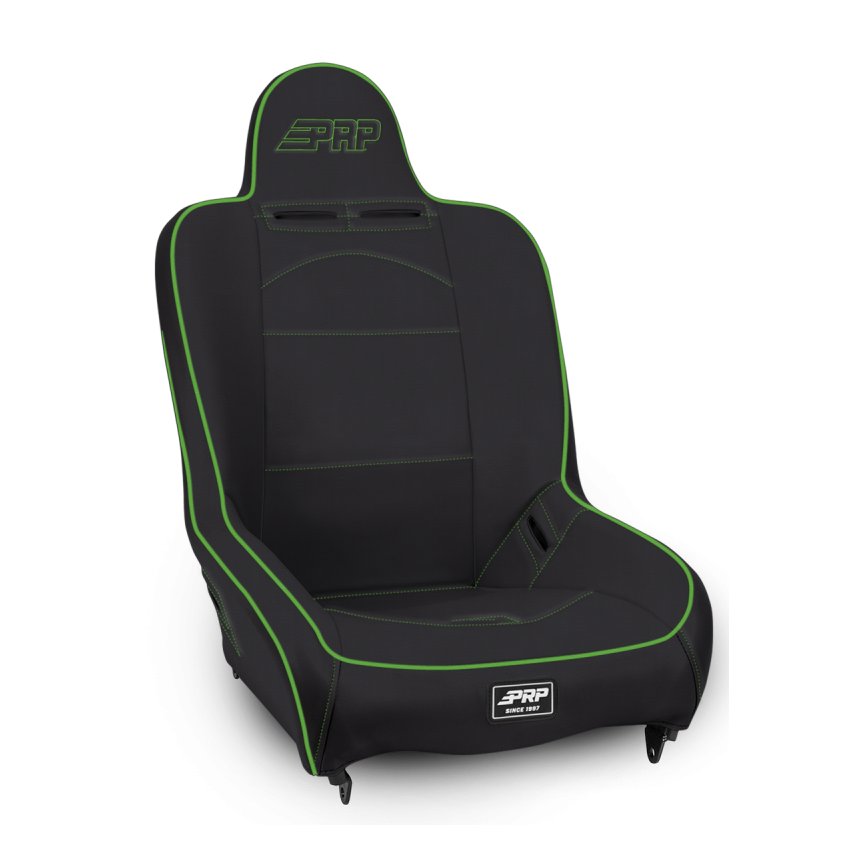 PRP Seats A100110-201-W PRP Premier High Back Suspension Seat- Black/Green Vinyl