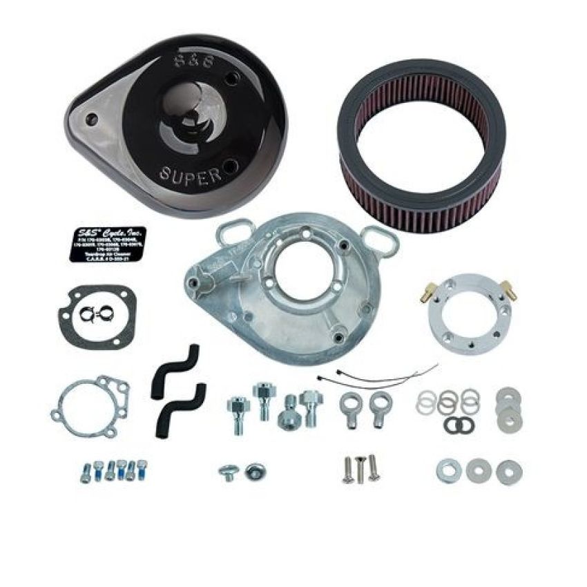 S&S Cycle 170-0304B 01-17 Stock EFI BT Models Teardrop Air Cleaner Kit - Gloss Black