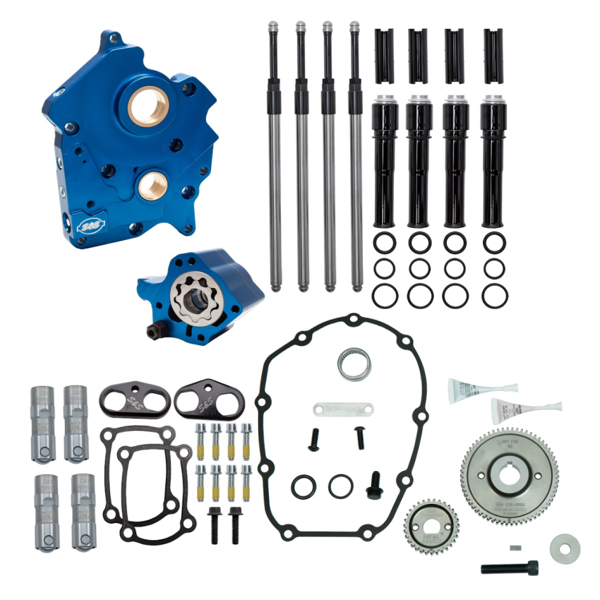 S&S Cycle 310-1260 2017+ M8 Water Cooled Models Gear Drive Cam Chest Kit w/o Cam - Black Pushrod Tubes