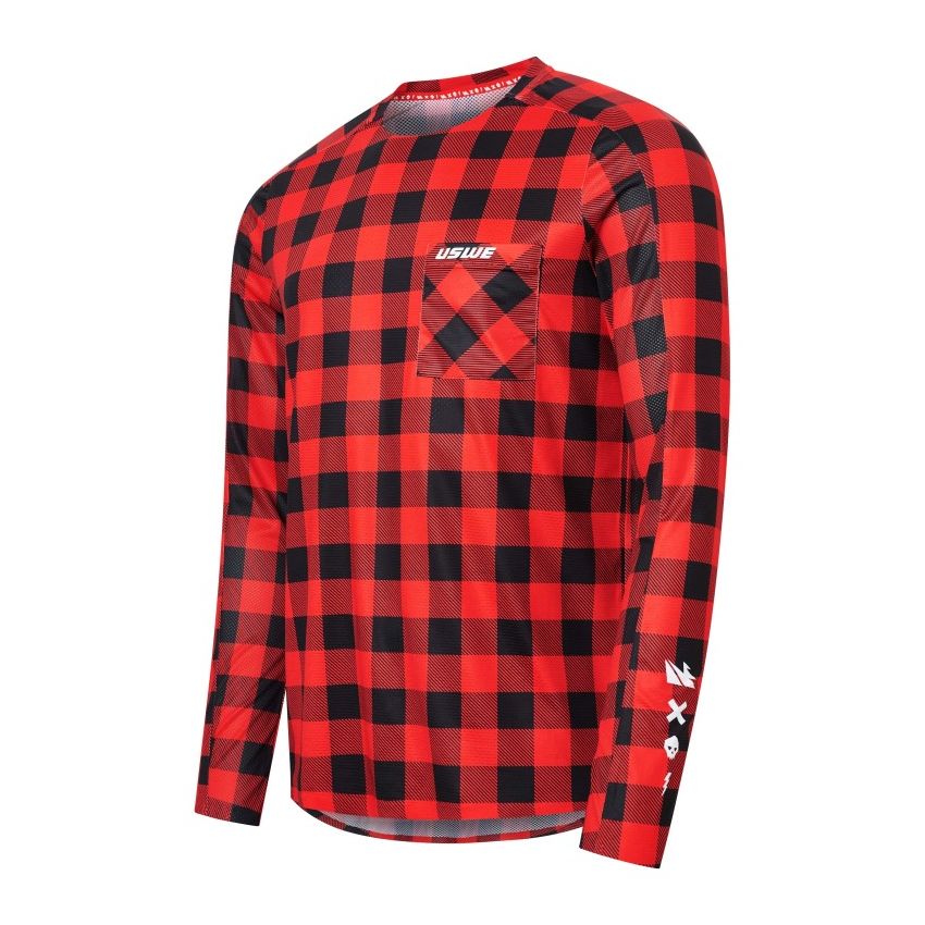 USWE 80951061400107 Flannel Long Sleeve Lightweight Off-Road Jersey Flame Red - XL