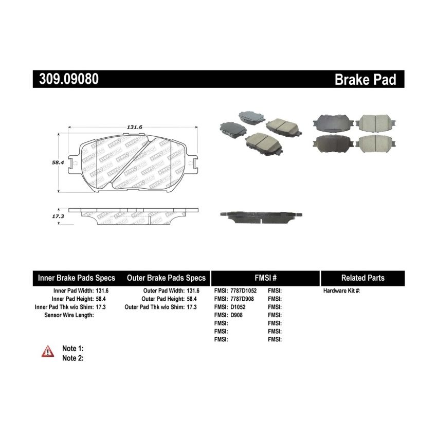 Stoptech 309.09080 Performance 06 Lexus GS / 09-10 IS Front Brake Pads