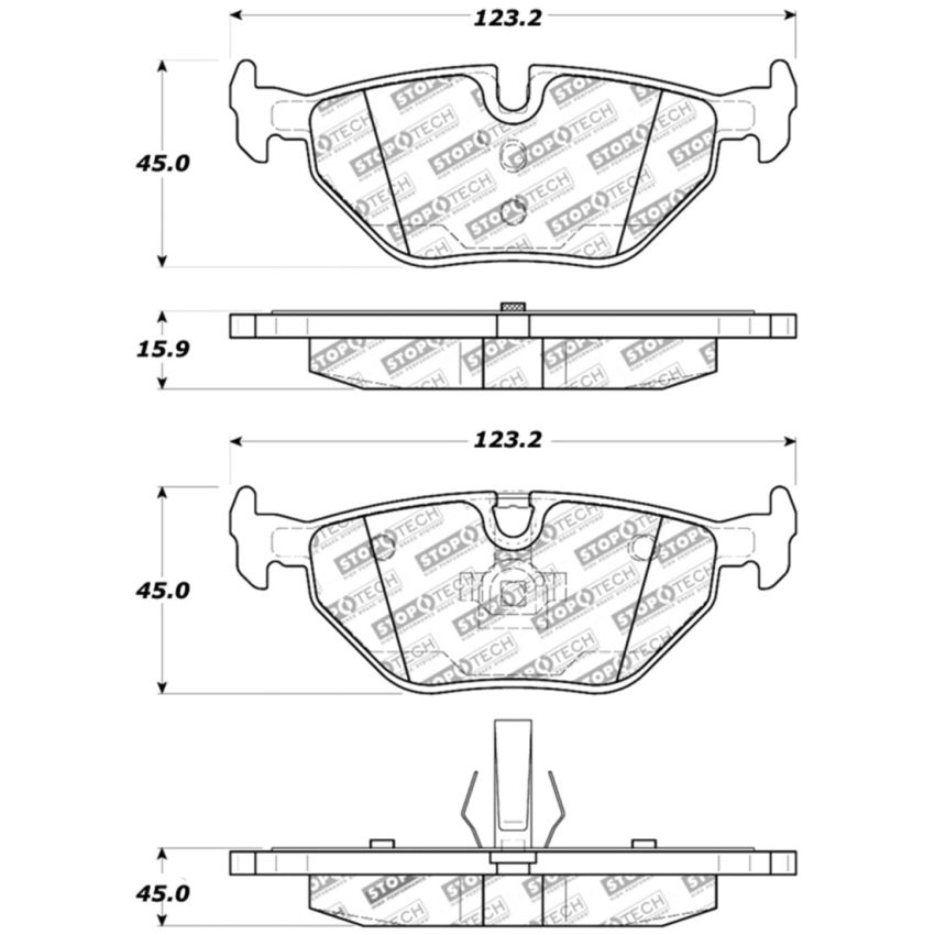 Stoptech 309.06920 Performance 01-02 BMW Z3 / 03-09 Z4 / 10/90-07 3 Series / 99-09 Saab 9-5 Rear Brake Pads