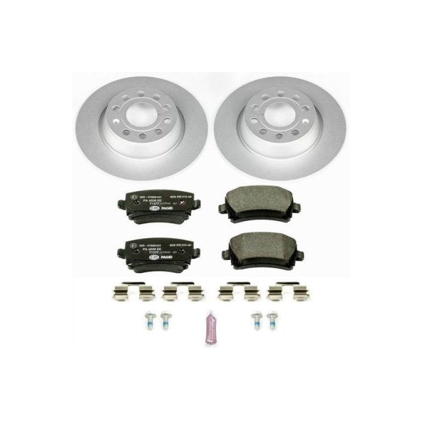PowerStop ESK5662 Genuine Geomet Coated Rotors, ECE-R90 Brake Pads + Hardware Kit