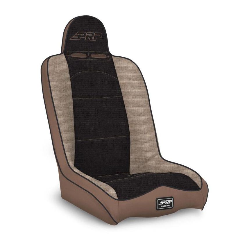 PRP Daily Driver High Back Suspension Seat (Two Neck Slots) - Tan / Black