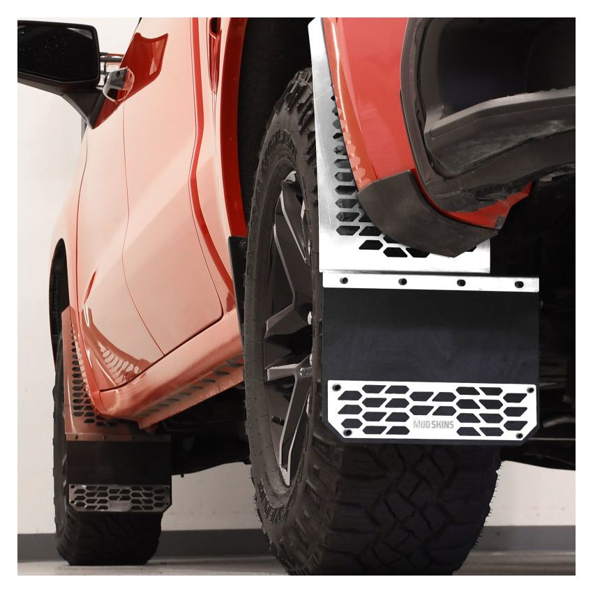 Putco 78070 15-19 Chevy Silv/Sierra HD Dually (Front) - Set of 2 Mud Skins - Polished SS w/ Hex Shield