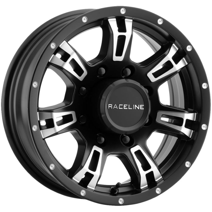 Raceline 840 Arsenal 16x6in / 8x165.1 BP / 0mm Offset / 4.90mm Bore - Black & Machined Wheel