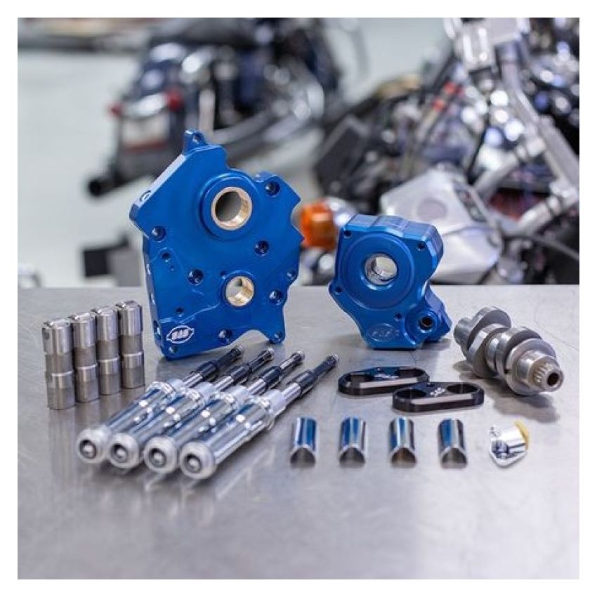 S&S Cycle 310-1000B 2017+ Water Cooled M8 Models Chain Drive 475C Cam Chest Kit w/ Chrome Pushrod Tubes