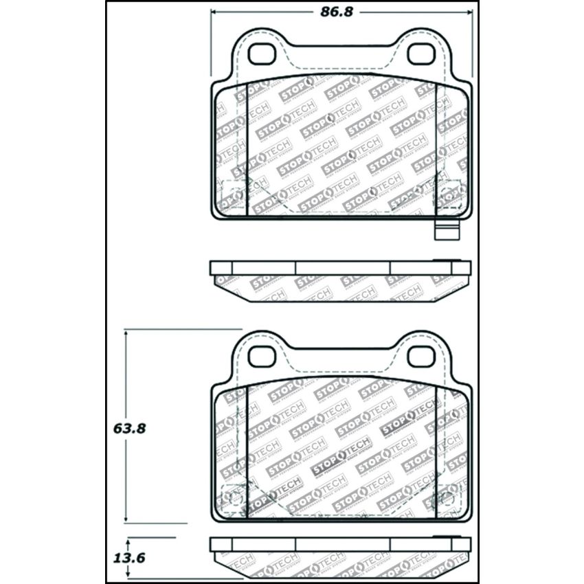 Stoptech 309.13680 Performance 08+ Mitsubishi Evolution X Rear Brake Pads