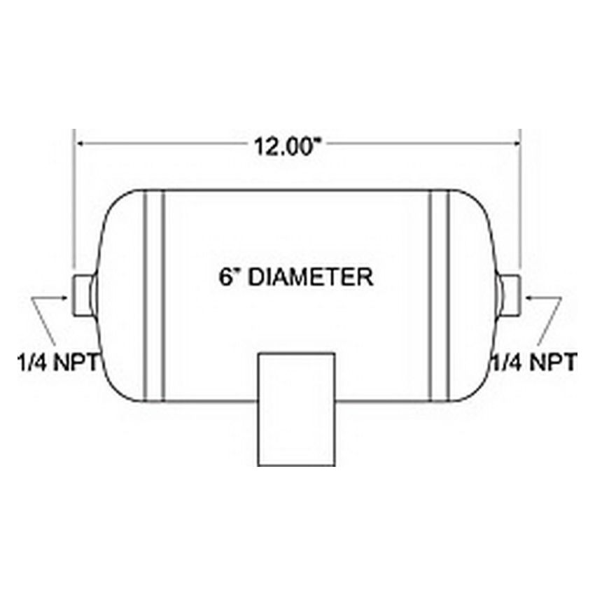 Firestone 9125 Air Tank 1 Gallon 6in. x 12in. L (2) 1/4in. NPT Ports 150 PSI Max - Black (WR17609125)