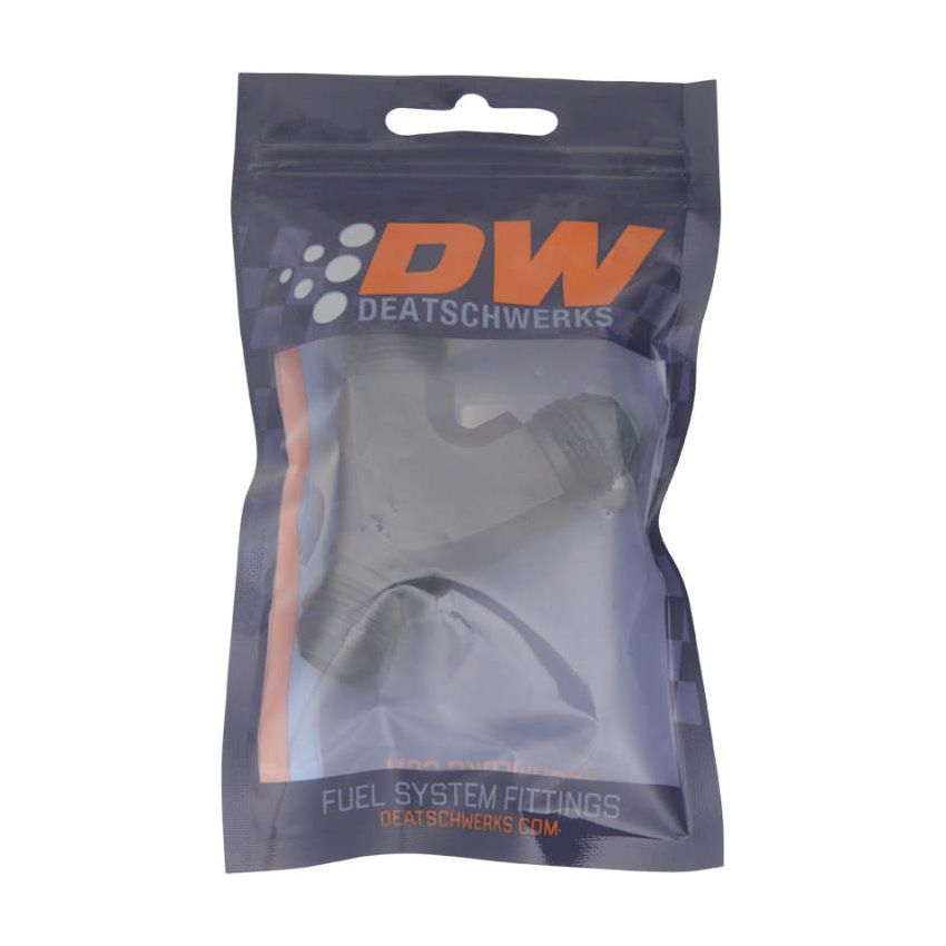 DeatschWerks 8AN Male Flare to 8AN Male Flare to 8AN Male Flare Y Fitting - Anodized Matte Black