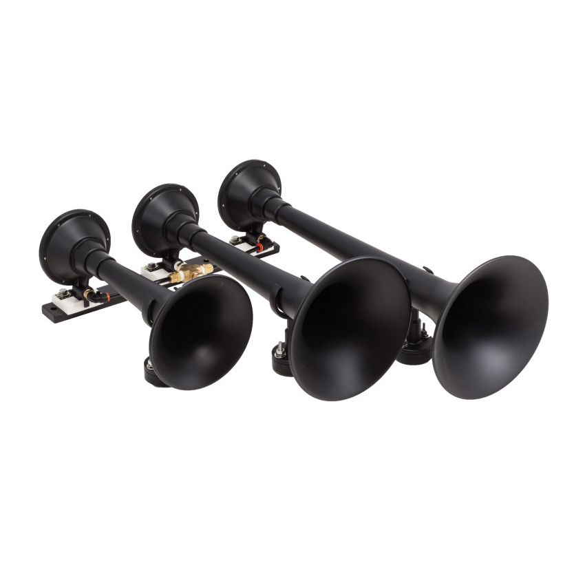 Kleinn Air Horns 730 Kleinn Black Triple Horn/ 18.25In/ 14.75In/10In - XCR2.0 Coated Spun Steel