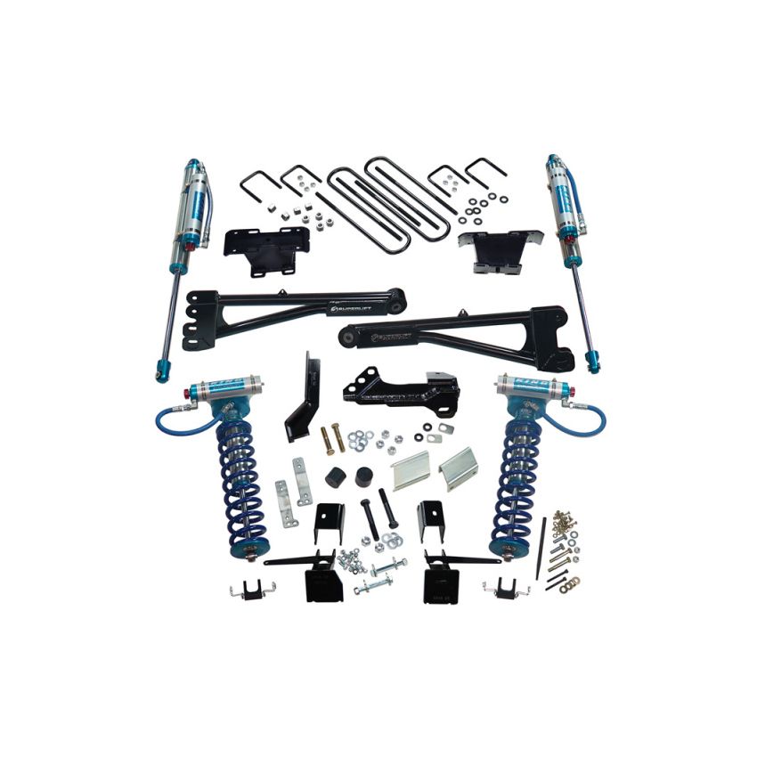 Superlift K165KG 17-19 Ford F-250 SD 4WD 4in King Rad. Arm Lift Kit w/King FR Coils & Rear Reservoir Shocks