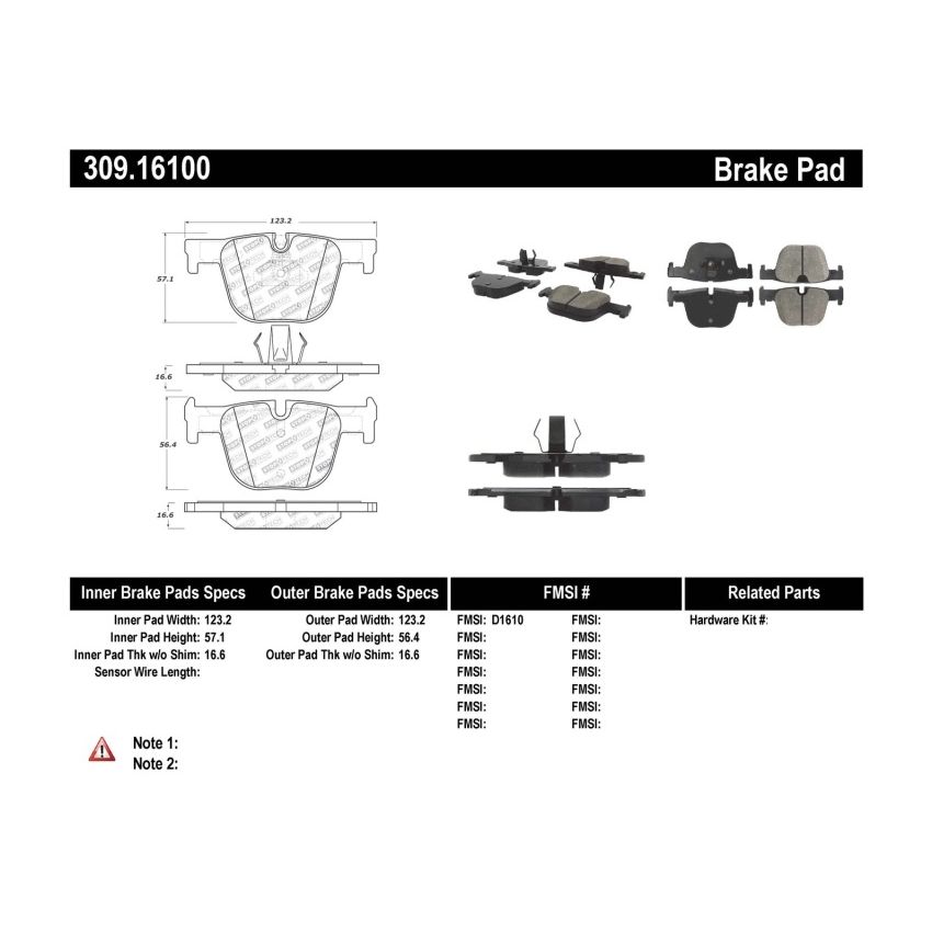Stoptech 309.16100 Performance Brake Pads