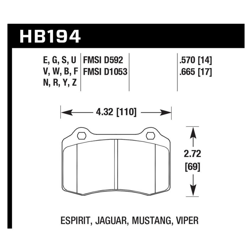 Hawk Performance HB194N.665 HP Plus Disc Brake Pad