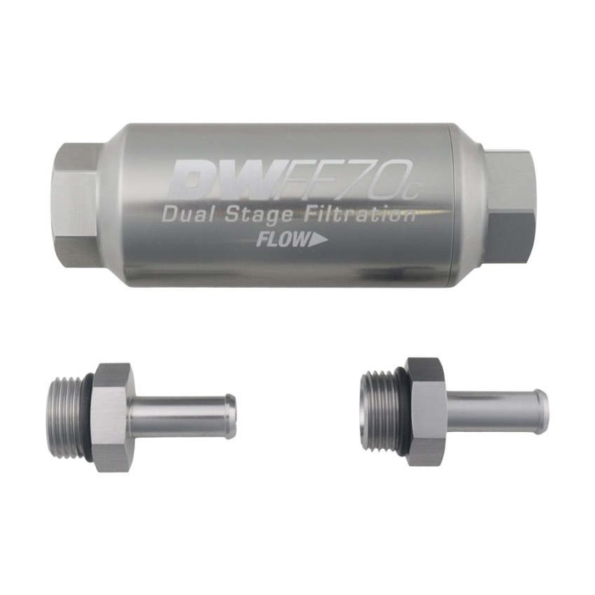 DeatschWerks 8-03-70C-010K-38 3/8in 10 Micron 70mm Compact In-Line Fuel Filter Kit