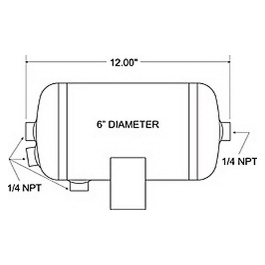 Firestone 9244 Air Tank 1 Gallon 6in. x 12in. L (4) 1/4in. NPT Ports 150 PSI Max - Black (WR17609244)