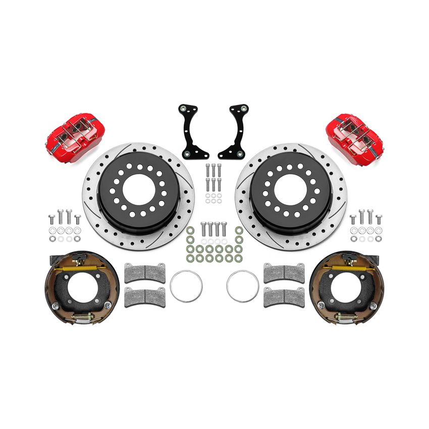 Wilwood 140-17120-DR Chevy Monte Carlo Forged 4 Piston DynaPro Red Caliper HP32 VV D&S Rotor - 11.00x0.81