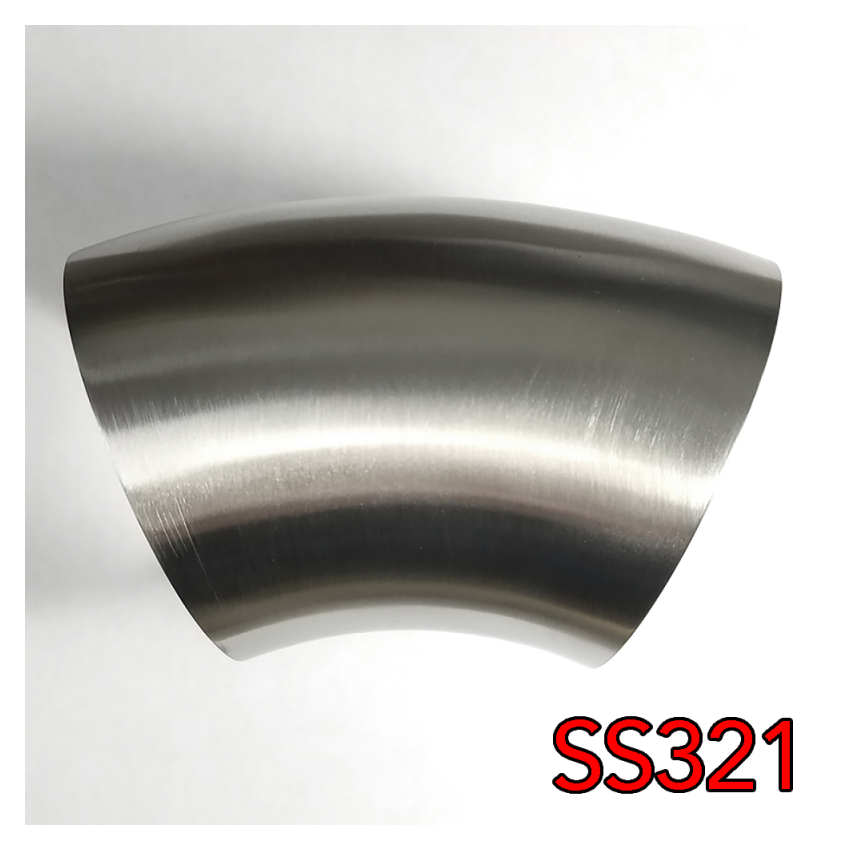 Stainless Bros 701-04226-3150 SS321 1.625in 45 Deg Mandrel Bend Elbow - 1.5D Radius 16GA/.065in Wall (No Leg)