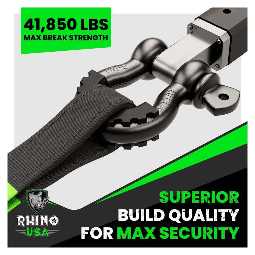 Rhino USA RNO-MATTE-SHACK 3/4In D-Ring Shackle Set (2-Pack) Matte Black