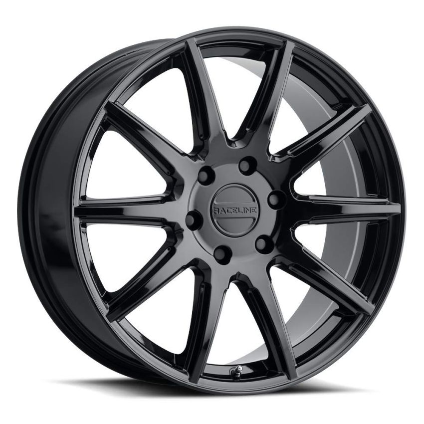 Raceline 159B Spike 18x8in / 6x135 BP / 35mm Offset / 87.1mm Bore - Gloss Black Wheel