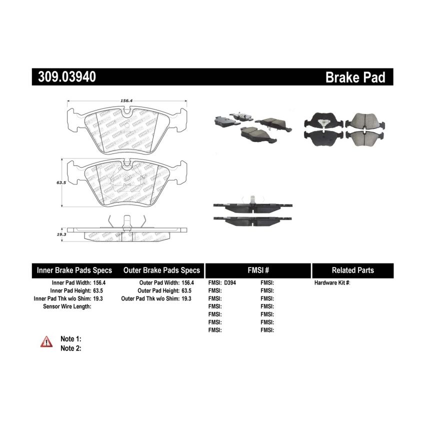 StopTech 95-99 BMW M3 / 01-07 M3 E46 / 89-93 M5 / 98-02 Z3 M series / 93-95 530 Front Brake Pads