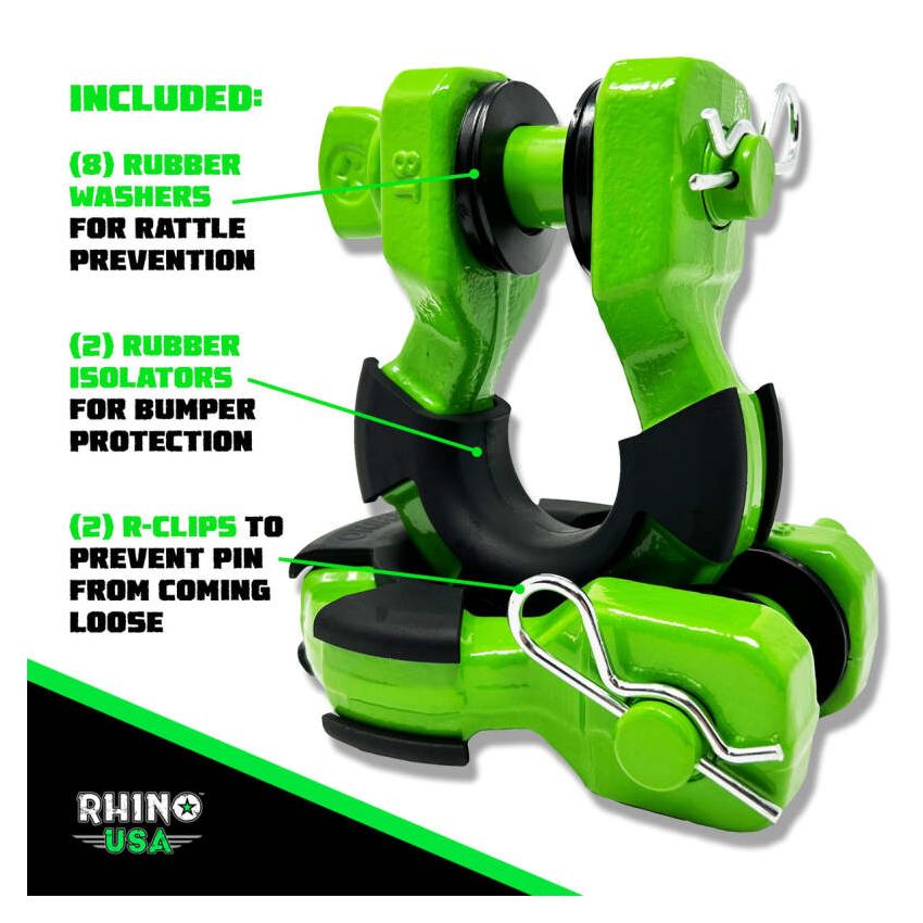 Rhino USA SUPERSHACK-GRN 8T Super Shackle 2-Pack (Green)