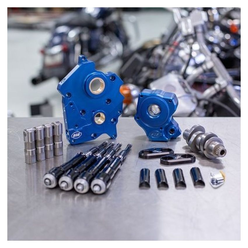 S&S Cycle 310-1012B 2017+ Oil Cooled M8 Models Chain Drive 475C Cam Chest Kit w/ Black Pushrod Tubes
