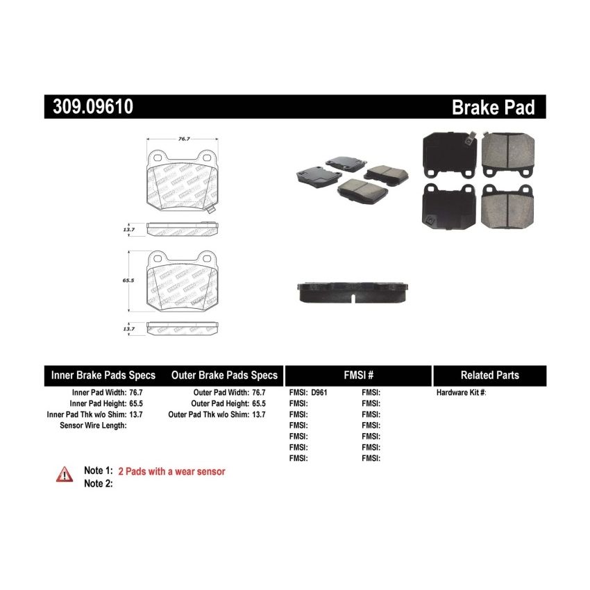 StopTech Performance ST-22 2-Piston Rear Caliper Brake Pads