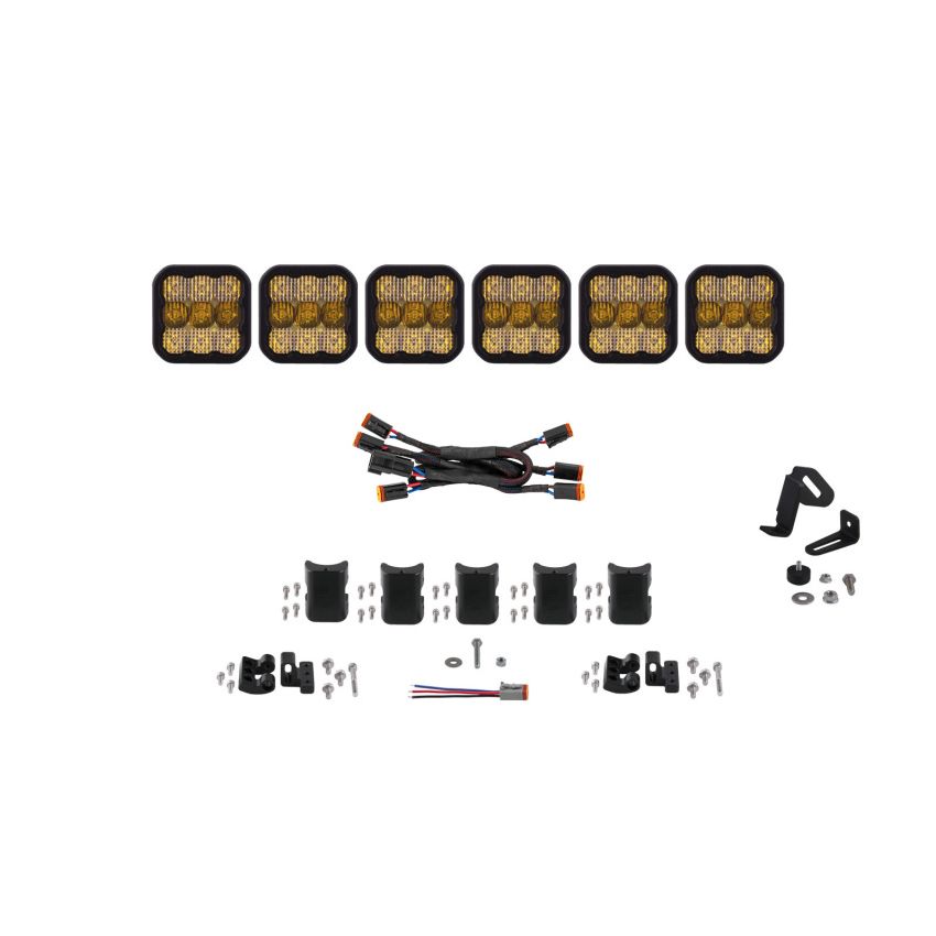 Diode Dynamics DD7245 SS5 Pro Universal CrossLink 6-Pod Lightbar - Yellow Combo