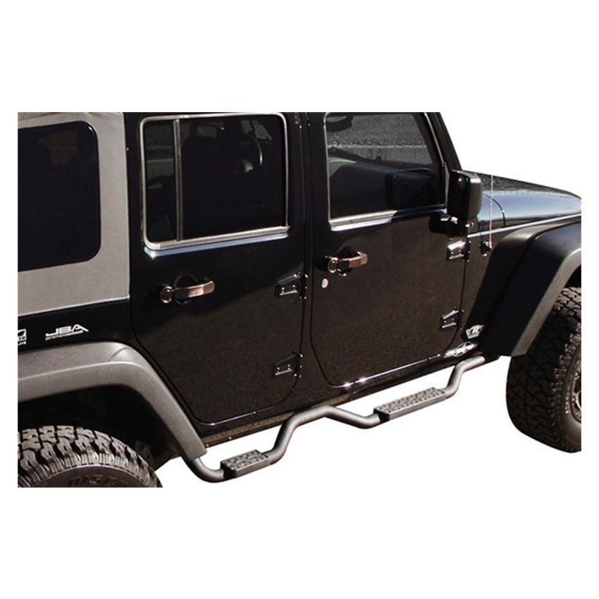 Rampage 2007-2018 Jeep Wrangler(JK) Unlimited Side Bar Drop Step Slimline - Black