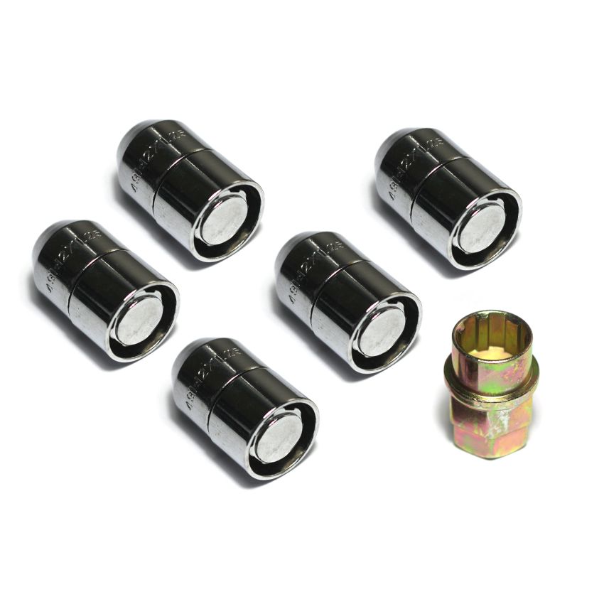 Rugged Ridge Five Piece Wheel Lock Set 1/2 -20 Thread Chrome