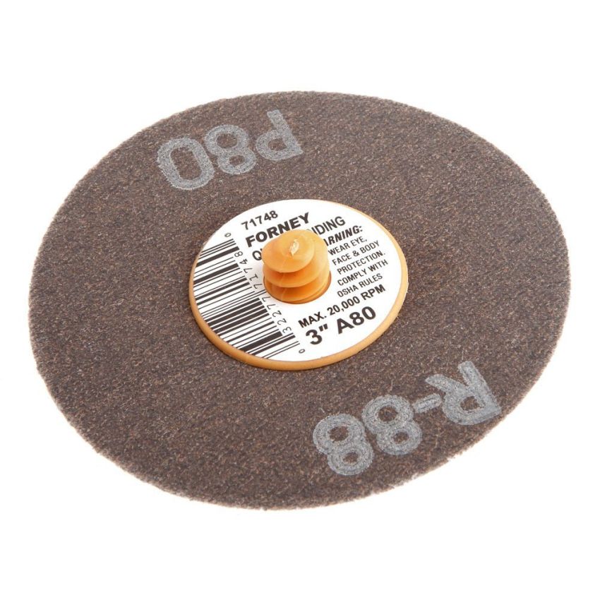 Forney 71748 Mini-Sanding Disc, Quick Change, 80-Grit, 3-Inch