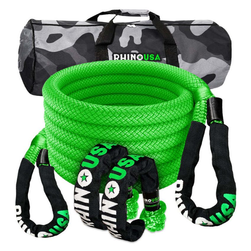 Rhino USA RG-KRKIT78X30-GRN 7/8In X 30Ft Kinetic Rope Recovery Kit W/Soft Shackles (Green)