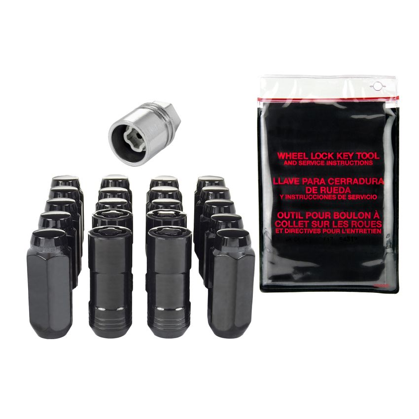 McGard 5 Lug Hex Install Kit w/Locks (Cone Seat Nut) M14X2.0 / 13/16 Hex / 2.25in. Length - Black