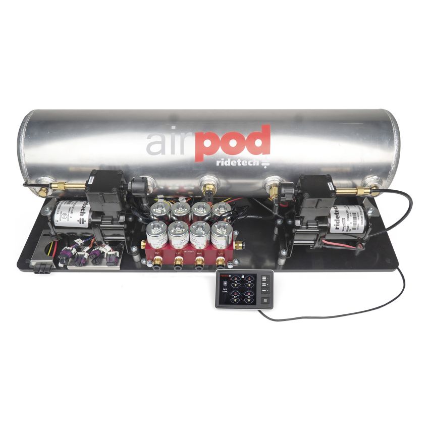 Ridetech 30514700 RidePro E5 Air Ride Control System 5Gal Dual Compressor AirPod Hi-Flow Big Red 3/8in Valves