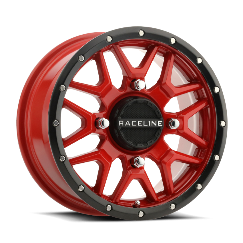 Raceline A94R Krank 14x7in / 4x137 BP / 10mm Offset / 110.18mm Bore - Red & Black Lip Wheel