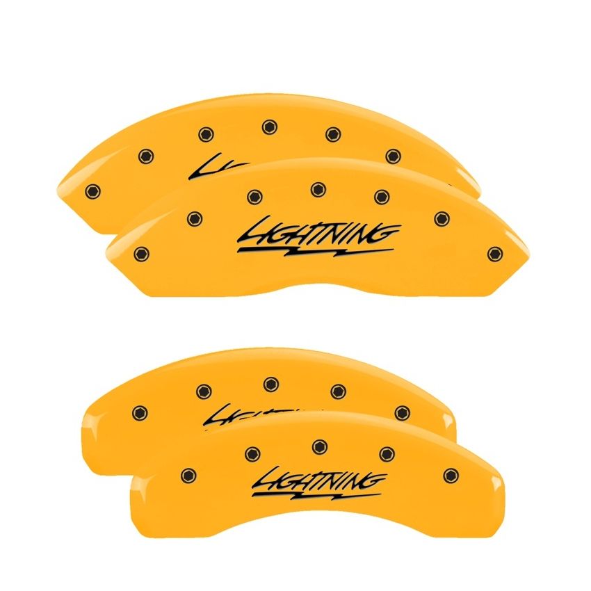 MGP 4 Caliper Covers Engraved Front & Rear Lightning Yellow Finish Black Char 2000 Ford F-150