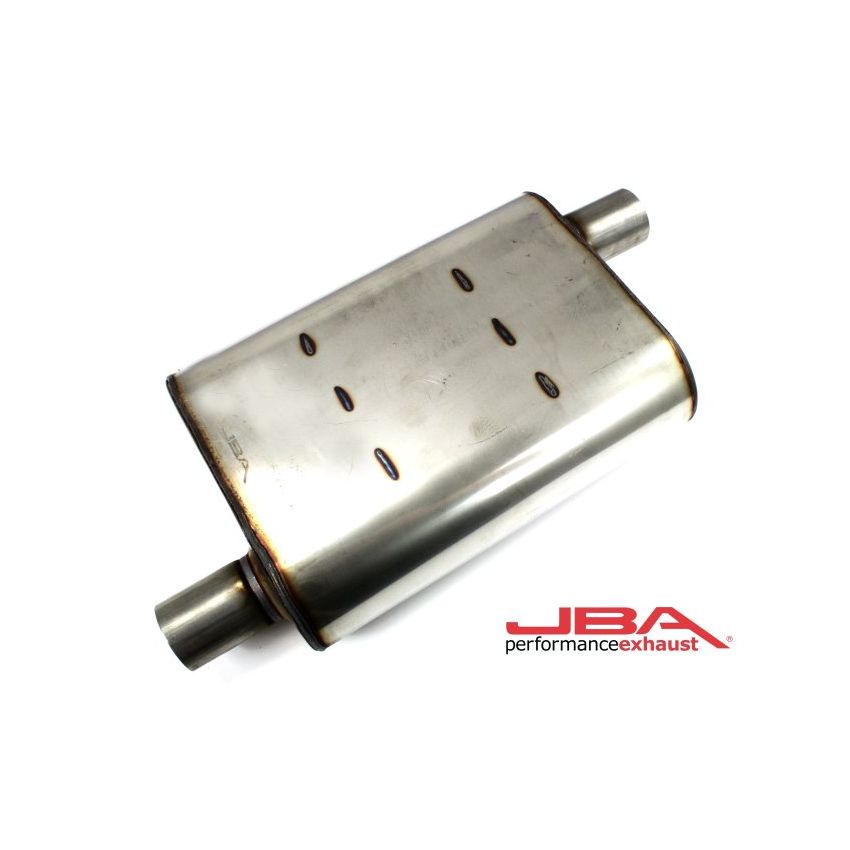 JBA Universal Chambered Style 304SS Muffler 13x9.75x4 2in Inlet Diameter Offset/Offset