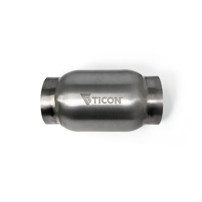 Ticon 115-06313-0004 Industries 2.5in Inlet/Outlet 3.5in Body x 7in OAL Titanium Bullet Resonator