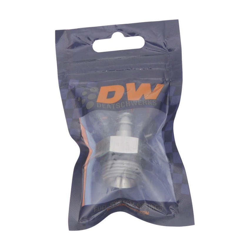 DeatschWerks 8AN ORB Male to 5/16in Male Triple Barb Fitting (Incl O-Ring) - Anodized DW Titanium